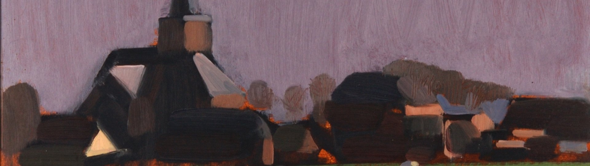 Schilderij van dorp Wirdum door Jentsje Popma