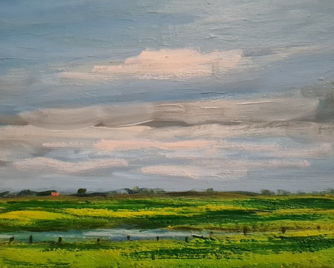 Schilderij van het Fries landschap van Wim van der Veer